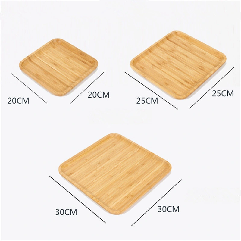 Round Square Wooden Bamboo Plate Food Serving Tray