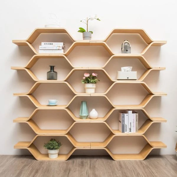 Scaffali per libri esagonali in bambù