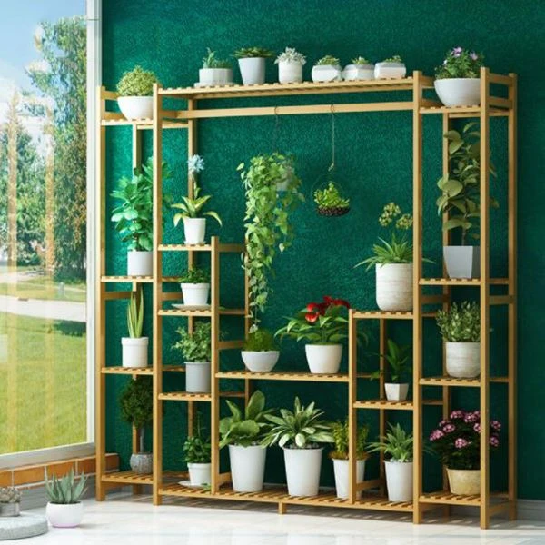 Multi-layer Interior Decoration Solid Wood Floor Flower Stand