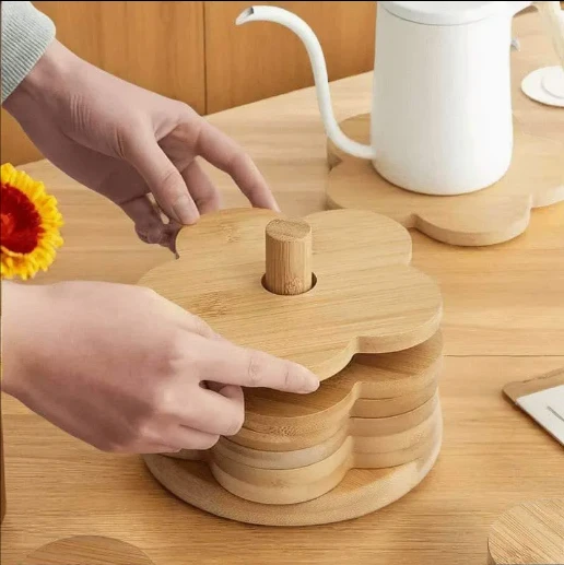 Flower Drink Coasters Set Of 6 With Holder