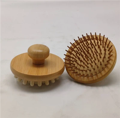 Spazzola per capelli antistatica a cuscino d'aria con pettine in bambù