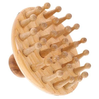 Pettine massaggiatore per cuoio capelluto a punta tonda in legno